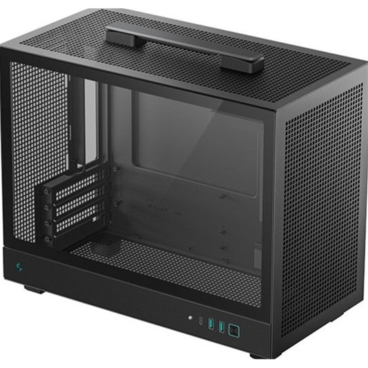 DeepCool, DeepCool CH160 PLUS Mini-ITX Mini Tower PC Case, Tempered Glass, High-Airflow Mesh Design, USB-C & USB 3.0 Front I/O, Supports ATX PSU & 305mm GPU, Black, Mini Tower