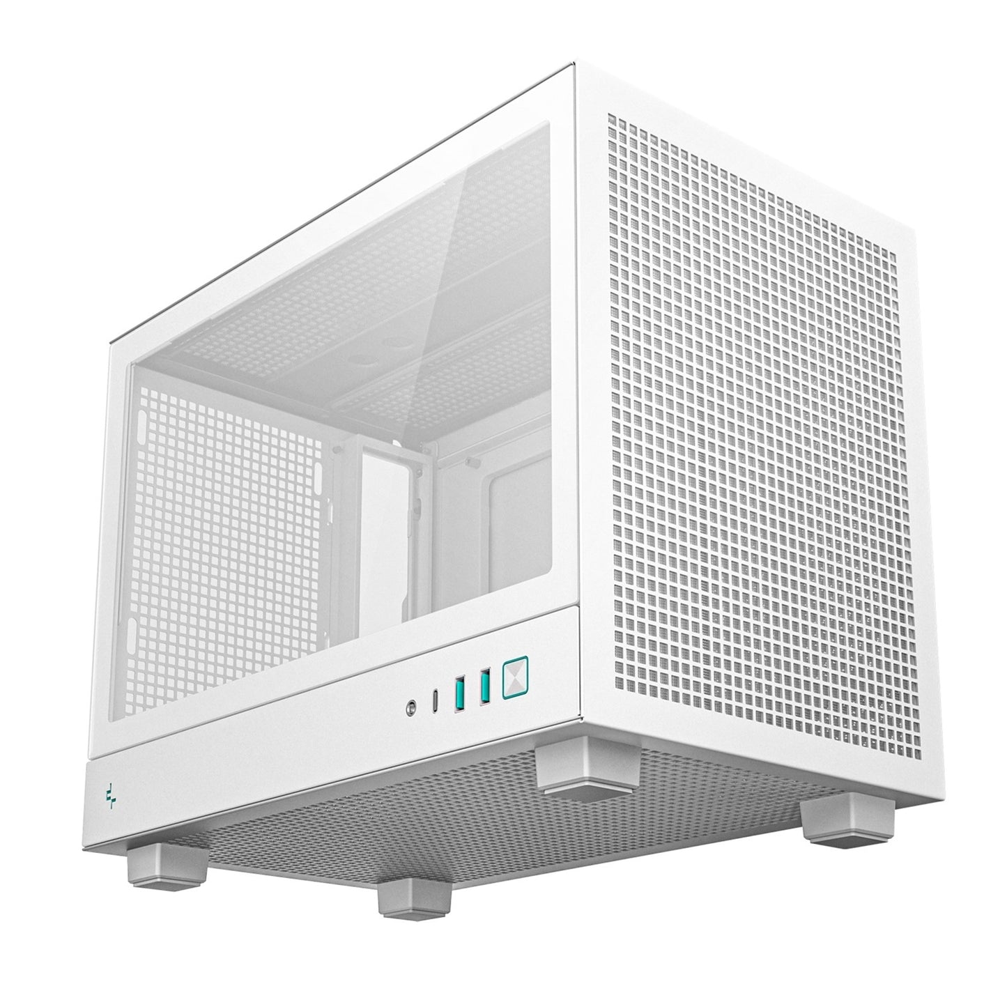 DeepCool CH160 Ultra-Portable Gaming Case White Micro Tower with Tempered Glass Side Window Panel, Advanced Cooling, USB 3.0/USB-C Ports, Pre-Installed Fans, Mini-ITX - PC Gear UK