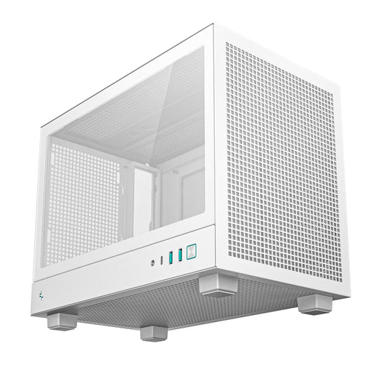 DeepCool CH160 Ultra-Portable Gaming Case White Micro Tower with Tempered Glass Side Window Panel, Advanced Cooling, USB 3.0/USB-C Ports, Pre-Installed Fans, Mini-ITX - PC Gear UK