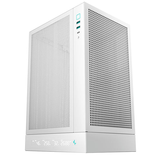 Deepcool CH170 Digital White Mini-ITX Case - High Airflow, Supports Water Cooling, Ultra-Quiet Operation, Compact Design for Efficient Space Management - PC Gear UK