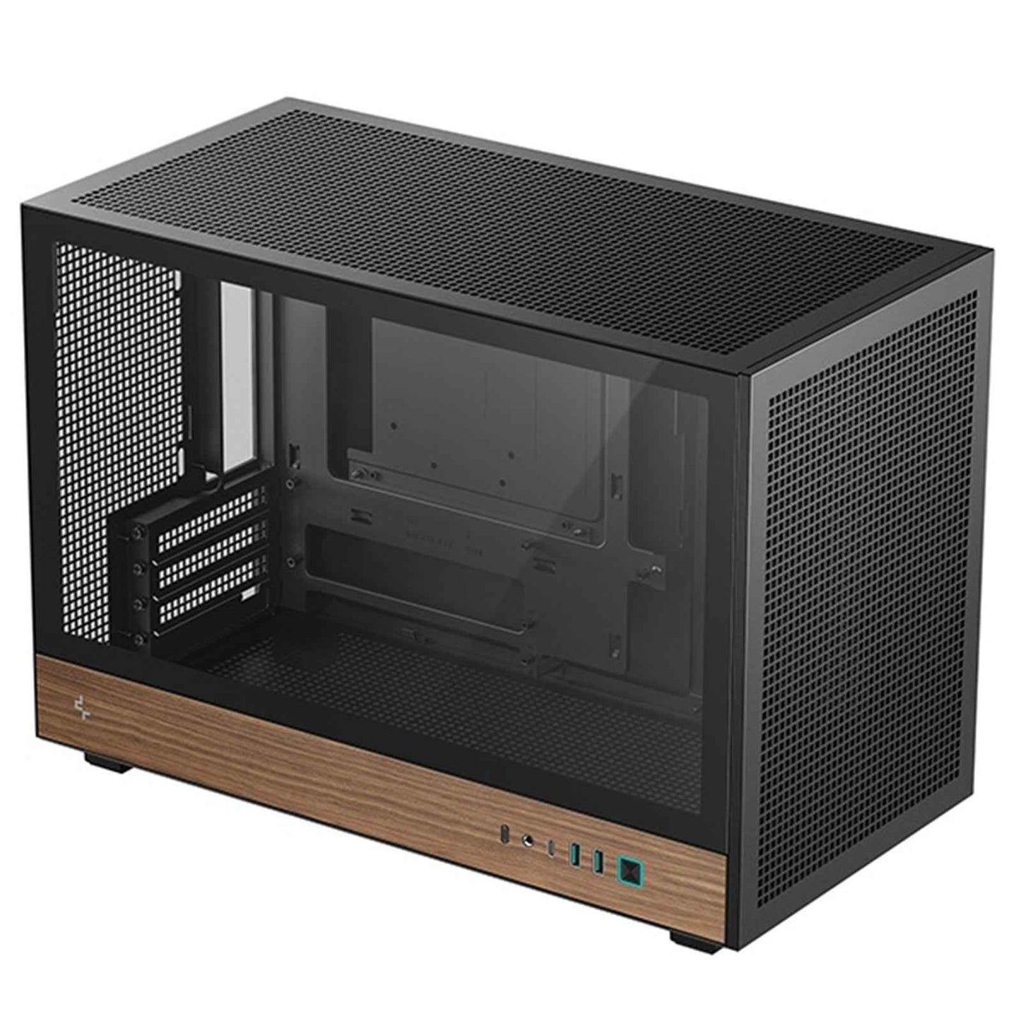 DeepCool CH260 Micro-ATX Mini Tower PC Gaming Case, Wood, Tempered Glass Side Panel USB Type-C High Airflow Supports ATX PSU & RTX GPUs Black