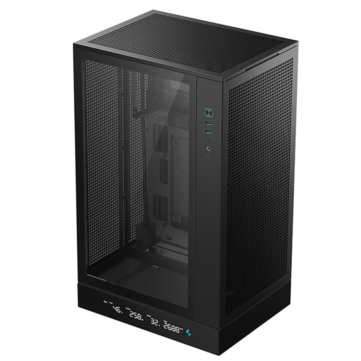 DeepCool, DeepCool CH270 Digital Micro-ATX Case, Mini-Tower PC Case with Tempered Glass Side Panel, USB-C Port, High Airflow Support for 360mm Radiator, ATX PSU, Black, Mini Tower