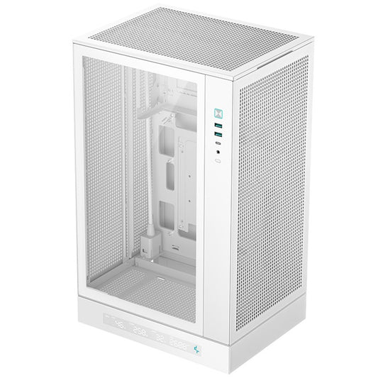 DeepCool CH270 Digital Micro-ATX Case, Mini-Tower PC Case with Tempered Glass Side Panel, USB-C Port, High Airflow Support for 360mm Radiator, ATX PSU, White - PC Gear UK
