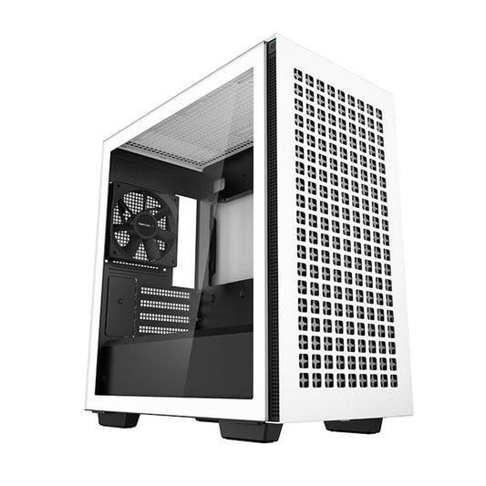 DeepCool CH370 WH, White, Mini Tower Chassis w/ Tempered Glass Window, 1x 120mm Fan, 2x USB 3.0, mATX/mITX - PC Gear UK