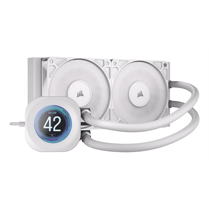 CORSAIR NAUTILUS 240 RS LCD AIO Cooler | 480x480 IPS Display | 2x 120mm | LGA1851 / AM5 | White