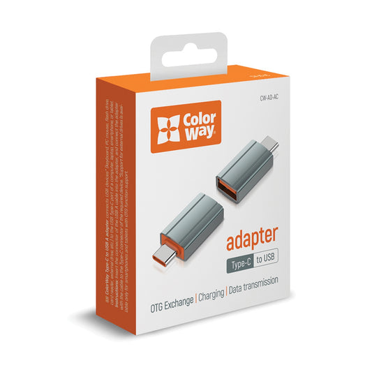 ColorWay Grey Adapter USB-A To Type-C - PC Gear UK