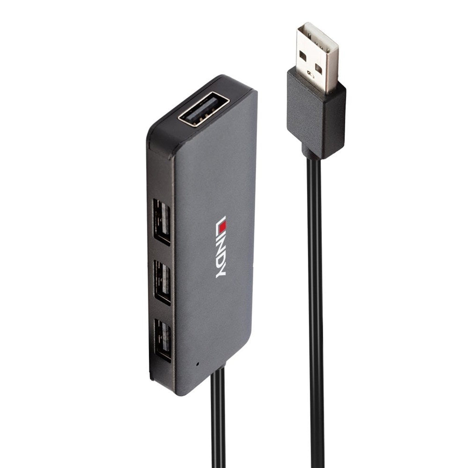 LINDY 42986 4 Port USB Hub, 4 x USB 2.0 Type-A (F) Ports, Supports Data Transfer Rates of up to 480 Mbps, Plug and Play Installation, USB Bus-Powered with DC Socket for External Power Supply - PC Gear UK