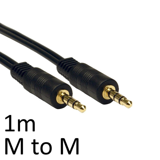 3.5mm (M) Stereo Plug to 3.5mm (M) Stereo Plug 1m Black OEM Cable - PC Gear UK