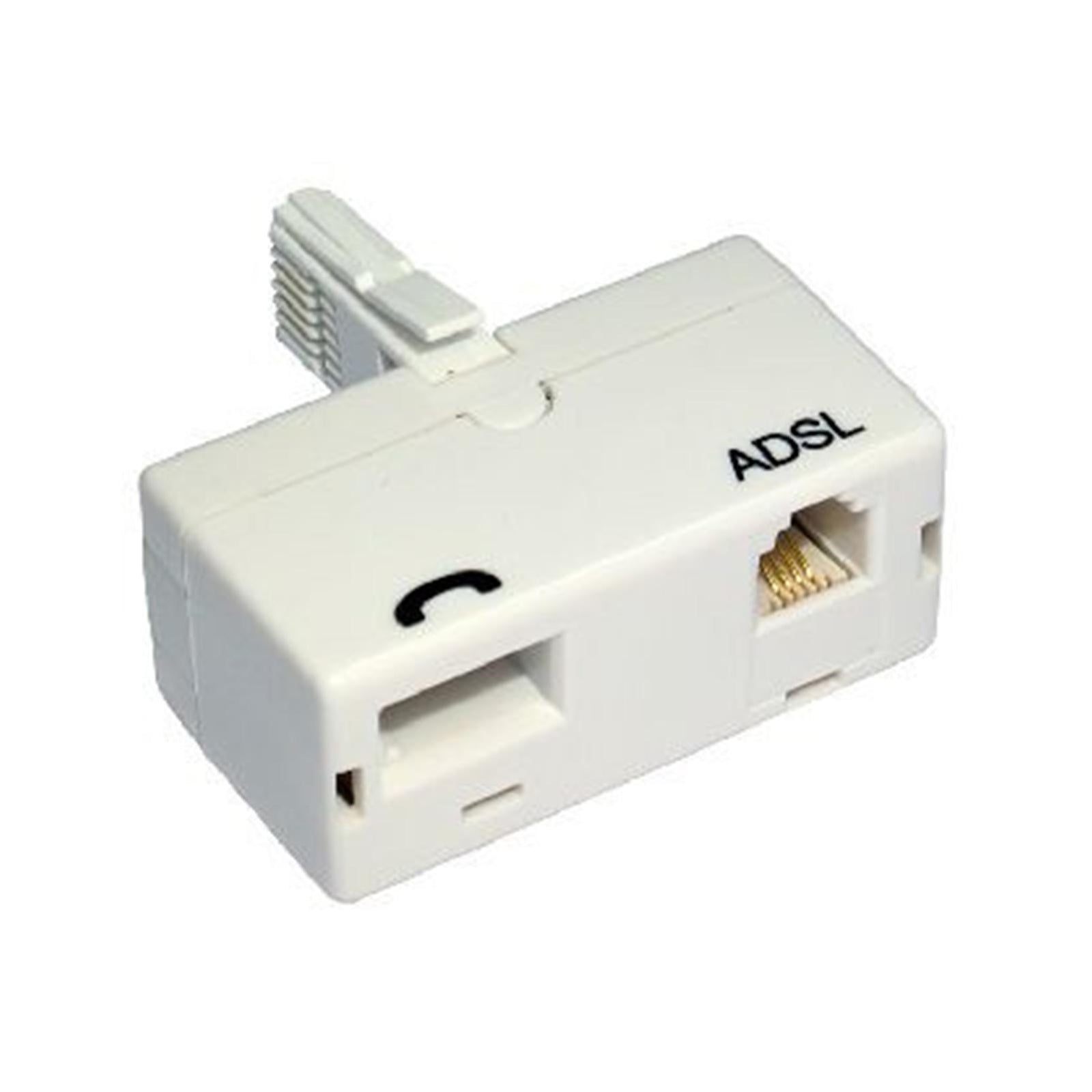 BT (M) to BT (F) and RJ11 (F) White OEM Direct Plug ADSL Micro Filter Adapter - PC Gear UK
