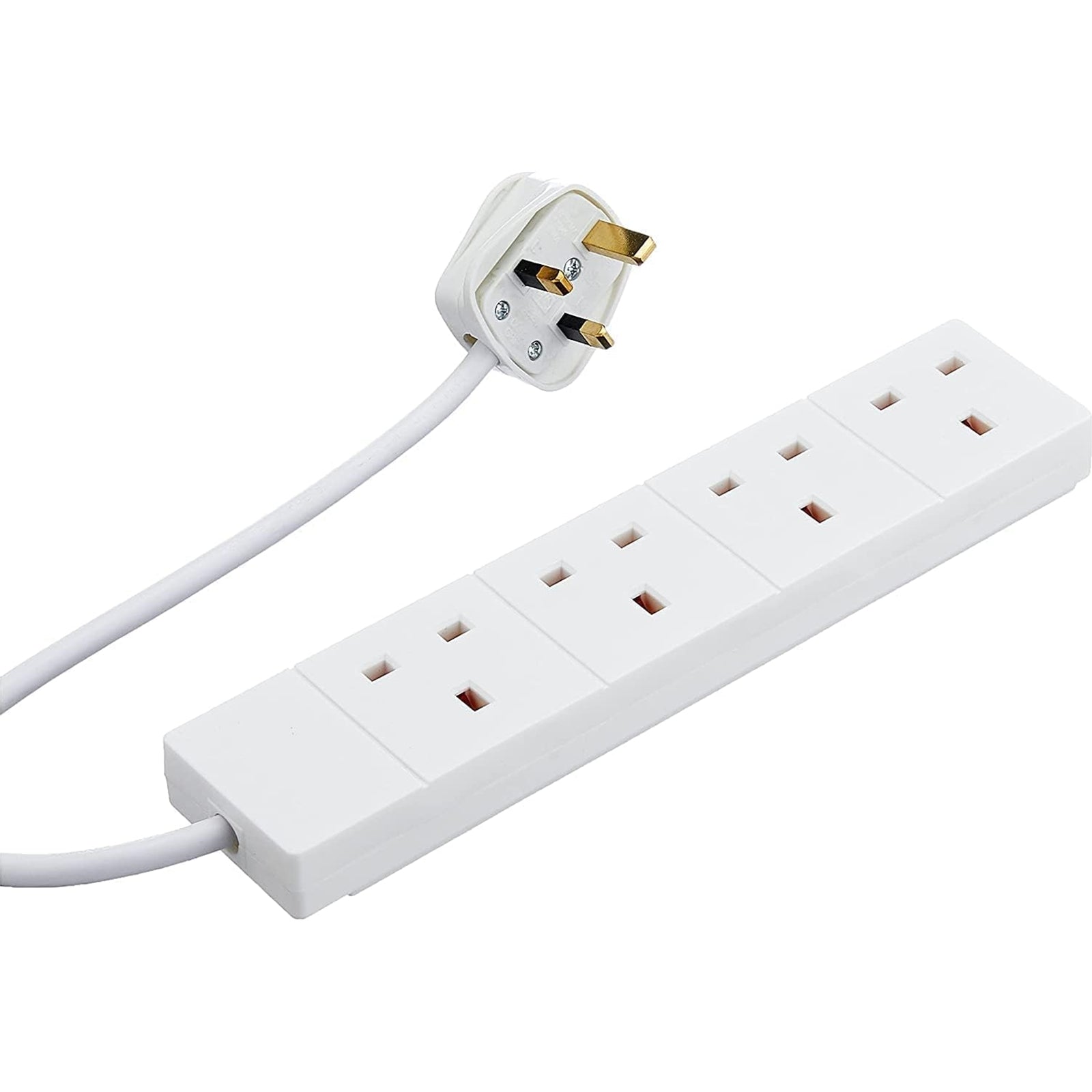 2m 4 Gang UK Mains Extension - White - PC Gear UK