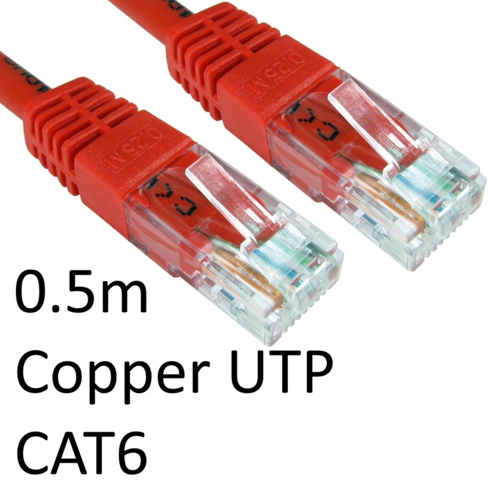 RJ45 (M) to RJ45 (M) CAT6 0.5m Red OEM Moulded Boot Copper UTP Network Cable - PC Gear UK