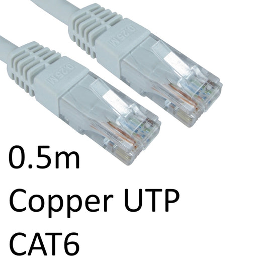 RJ45 (M) to RJ45 (M) CAT6 0.5m White OEM Moulded Boot Copper UTP Network Cable - PC Gear UK