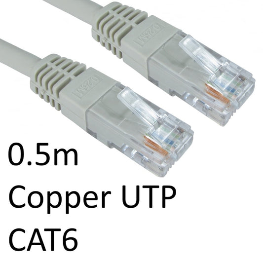 RJ45 (M) to RJ45 (M) CAT6 0.5m Grey OEM Moulded Boot Copper UTP Network Cable - PC Gear UK