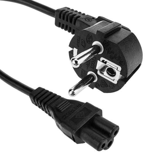 EU 2 Pin Plug To IEC C5 60cm  Mains Extension Cable - Black - PC Gear UK