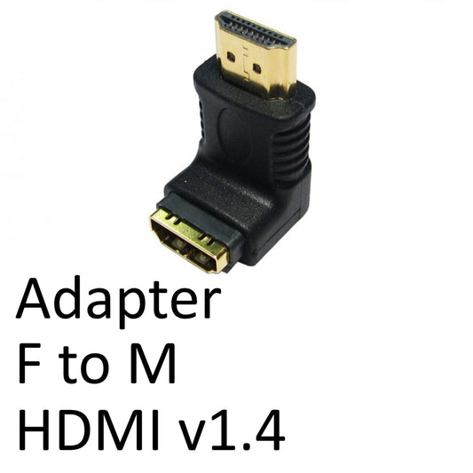 HDMI 1.4 (F) to HDMI 1.4 (M) Black OEM Right Angled Adapter - PC Gear UK