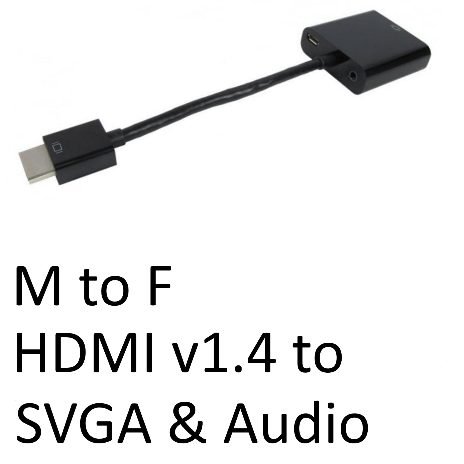 HDMI 1.4 (M) to SVGA & Audio (F) Black OEM Converter Adapter - PC Gear UK