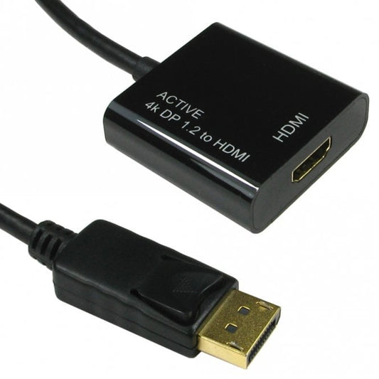 15CM DISPLAY PORT V1.2 - HDMI ACTIVE ADAP 4K BLACK - PC Gear UK