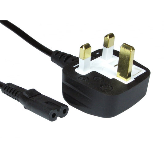 UK Mains to Figure 8 C7 2m Black OEM Power Cable - PC Gear UK