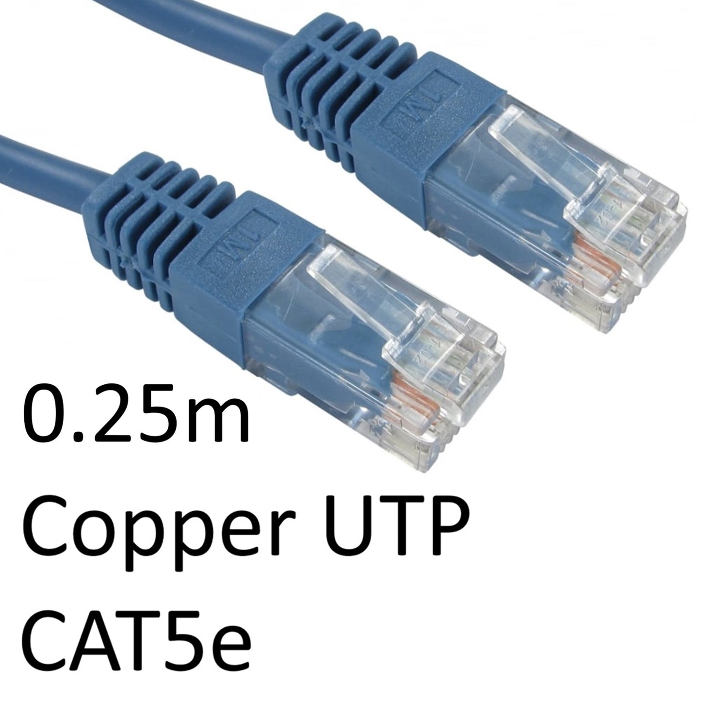 RJ45 (M) to RJ45 (M) CAT5e 0.25m Blue OEM Moulded Boot Copper UTP Network Cable - PC Gear UK