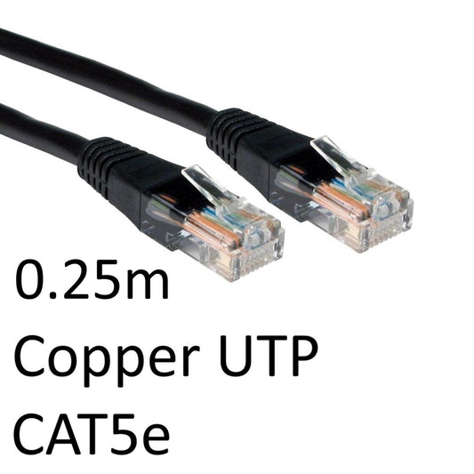 RJ45 (M) to RJ45 (M) CAT5e 0.25m Black OEM Moulded Boot Copper UTP Network Cable - PC Gear UK