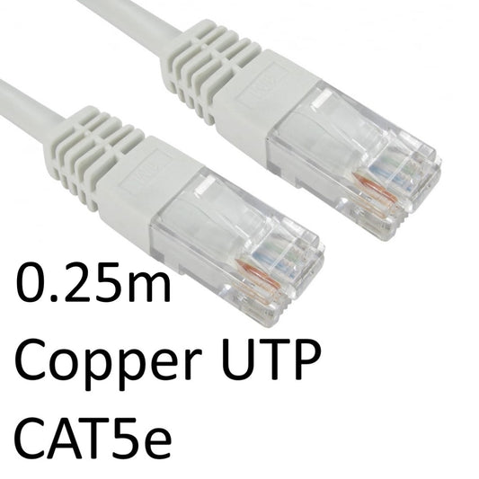 RJ45 (M) to RJ45 (M) CAT5e 0.25m White OEM Moulded Boot Copper UTP Network Cable - PC Gear UK