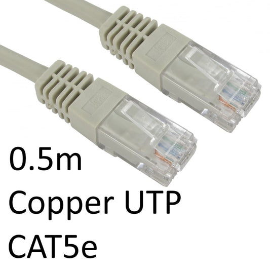 RJ45 (M) to RJ45 (M) CAT5e 0.5m Grey OEM Moulded Boot Copper UTP Network Cable - PC Gear UK
