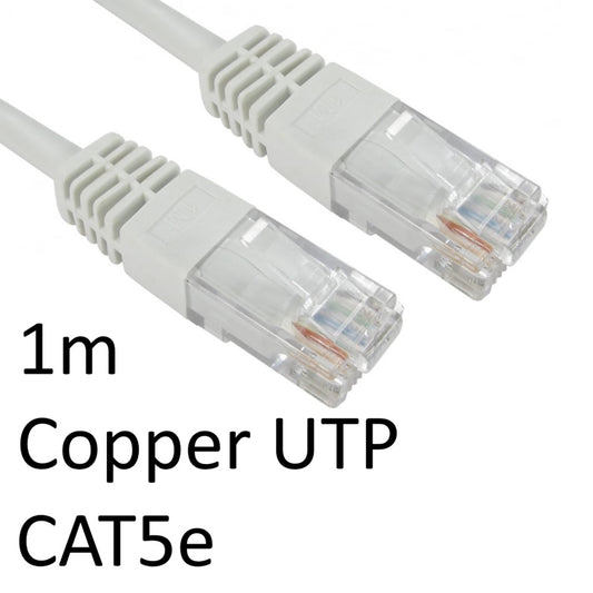 RJ45 (M) to RJ45 (M) CAT5e 1m White OEM Moulded Boot Copper UTP Network Cable - PC Gear UK