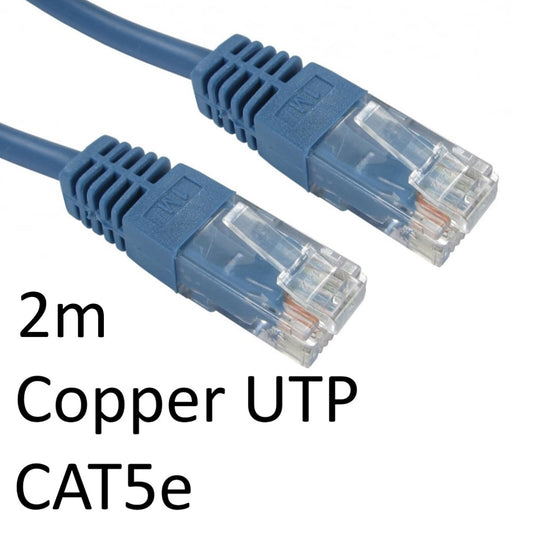 RJ45 (M) to RJ45 (M) CAT5e 2m Blue OEM Moulded Boot Copper UTP Network Cable - PC Gear UK