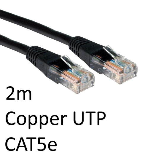 RJ45 (M) to RJ45 (M) CAT5e 2m Black OEM Moulded Boot Copper UTP Network Cable - PC Gear UK