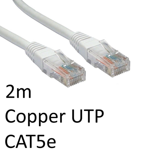 RJ45 (M) to RJ45 (M) CAT5e 2m White OEM Moulded Boot Copper UTP Network Cable - PC Gear UK