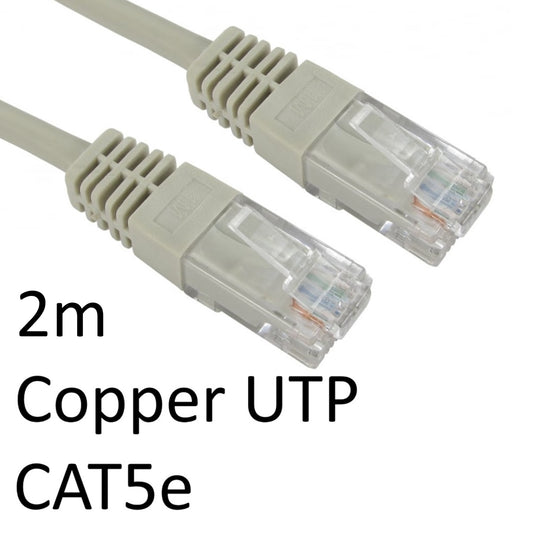 RJ45 (M) to RJ45 (M) CAT5e 2m Grey OEM Moulded Boot Copper UTP Network Cable - PC Gear UK