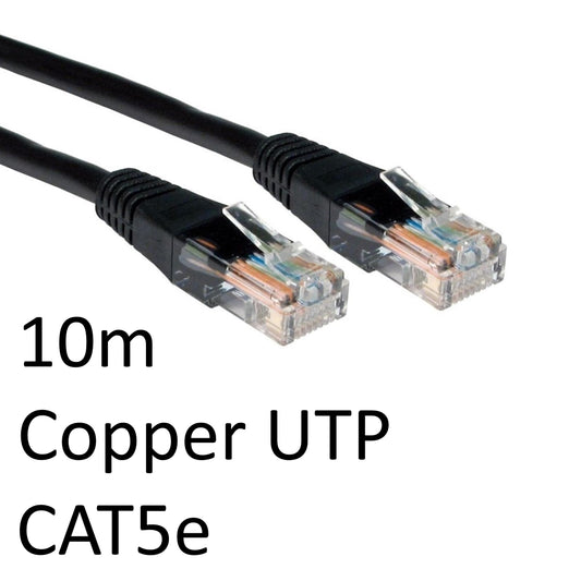 RJ45 (M) to RJ45 (M) CAT5e 10m Black OEM Moulded Boot Copper UTP Network Cable - PC Gear UK