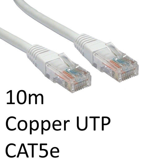 RJ45 (M) to RJ45 (M) CAT5e 10m White OEM Moulded Boot Copper UTP Network Cable - PC Gear UK