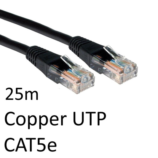 RJ45 (M) to RJ45 (M) CAT5e 25m Black OEM Moulded Boot Copper UTP Network Cable - PC Gear UK