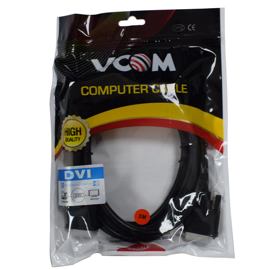 VCOM DVI-D (M) to DVI-D (M) 3m Black Retail Packaged Display Cable - PC Gear UK