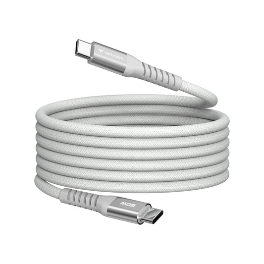 Verbatim (31850) Sync & Charge USB-C to USB-C 60W Magnetic Cable 120cm Grey, Supports PD 3.0 and QC 3.0