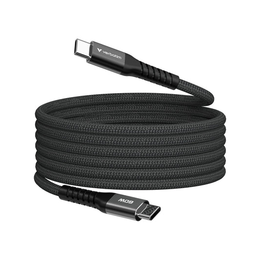 Verbatim (31859) Sync & Charge USB-C to USB-C 60W Magnetic Cable 120cm Black, Supports PD 3.0 and QC 3.0