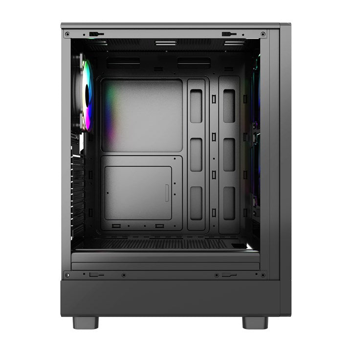 Vida Spire ATX Mid-Tower Gaming Case, Mesh Front, 3x ARGB Fans, Tempered Glass, Black