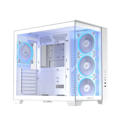 ASUS A32 PLUS ARGB Dual-Chamber ATX Mid Tower Case | 270° Panoramic | 4 ARGB Fans | White