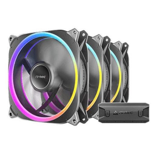 Antec Neo Prizm T3 120 ARGB PWM Case Fan (3-Pack) - Hydro Bearing, 600-2000 RPM, Black - PC Gear UK
