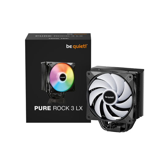 be quiet! Pure Rock 3 LX CPU Cooler, Universal Socket, Pure Wings 3 PWM Fan, 2000RPM, only 31.2dB(A) at maximum fan speed, 190W TDP, 3-year manufacturer's warranty - PC Gear UK