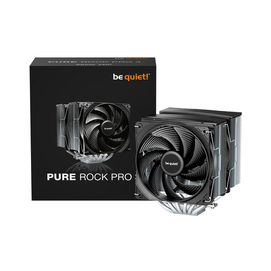 be quiet! Pure Rock Pro 3 CPU Cooler, Universal Socket, 2 x Pure Wings Fans, 2000RPM, only 34.8dB(A) at maximum fan speed, 250W TDP, 3-year manufacturer's warranty - PC Gear UK
