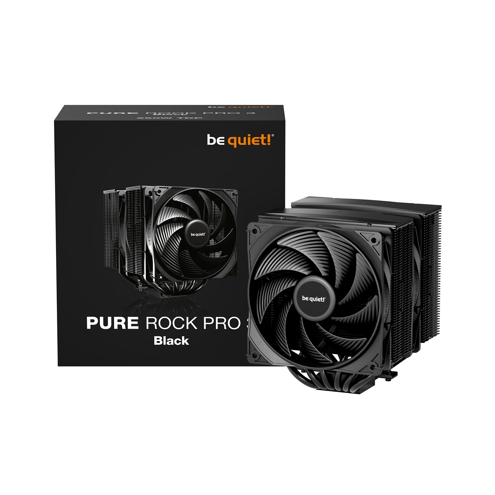 be quiet! Pure Rock Pro 3 CPU Cooler, Black, Universal Socket, 2 x Pure Wings Fans, 2000RPM, only 34.8dB(A) at maximum fan speed, 250W TDP, 3-year manufacturer's warranty - PC Gear UK