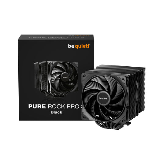 be quiet! Pure Rock Pro 3 CPU Cooler, Black, Universal Socket, 2 x Pure Wings Fans, 2000RPM, only 34.8dB(A) at maximum fan speed, 250W TDP, 3-year manufacturer's warranty - PC Gear UK