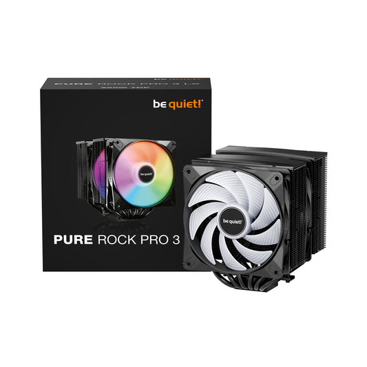 be quiet! Pure Rock Pro 3 LX CPU Cooler, Universal Socket, 2 x Light Wings Fans, 2000RPM, only 34.8dB(A) at maximum fan speed, 250W TDP, 3-year manufacturer's warranty - PC Gear UK