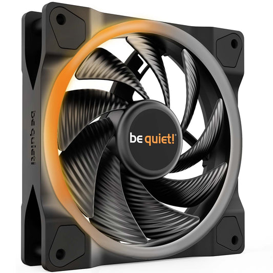 be quiet! Light Wings PWM High Speed Addressable RGB Fan, 120mm, 2500RPM, 4-Pin PWM Fan & 3-Pin ARGB Connectors, Black Frame, Black Blades, ARGB Lighting on Front & Rear - PC Gear UK