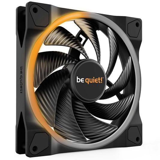 be quiet! Light Wings PWM High Speed Addressable RGB Fan, 140mm, 2200RPM, 4-Pin PWM Fan & 3-Pin ARGB Connectors, Black Frame, Black Blades, ARGB Lighting on Front & Rear - PC Gear UK