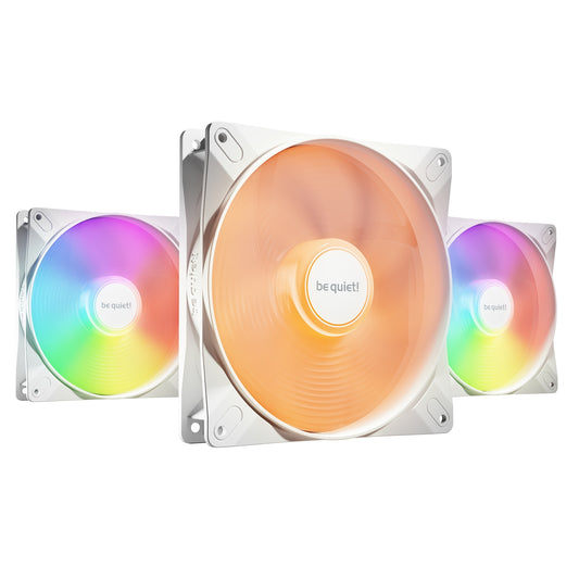 be quiet! Light Wings LX 140mm PWM High-Speed Fan, ARGB Lighting, Triple Pack, Ultra-Quiet Operation, High Airflow, Daisy-Chaining Support, White - PC Gear UK