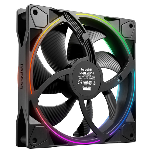 be quiet! Light Wings 140mm PWM Reverse, ARGB Lighting, Ultra-Quiet Operation Max 25.5dB(A), High Airflow, 60,000 Hours - PC Gear UK