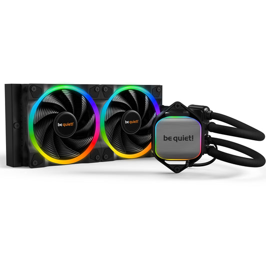 be quiet! Pure Loop 2 FX AiO Liquid CPU Cooler, Universal Socket, 240mm Radiator, 2 x Light Wings 120mm PWM High Speed 2500RPM Addressable RGB Cooling Fan, Addressable RGB LED Pump Head, ARGB PWM Hub Included - PC Gear UK